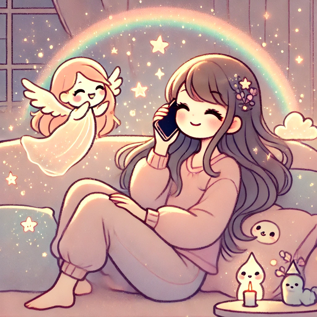 ココナラのXジェンダー鑑定士マサト先生にリラックスしながら復縁の相談をする女の子