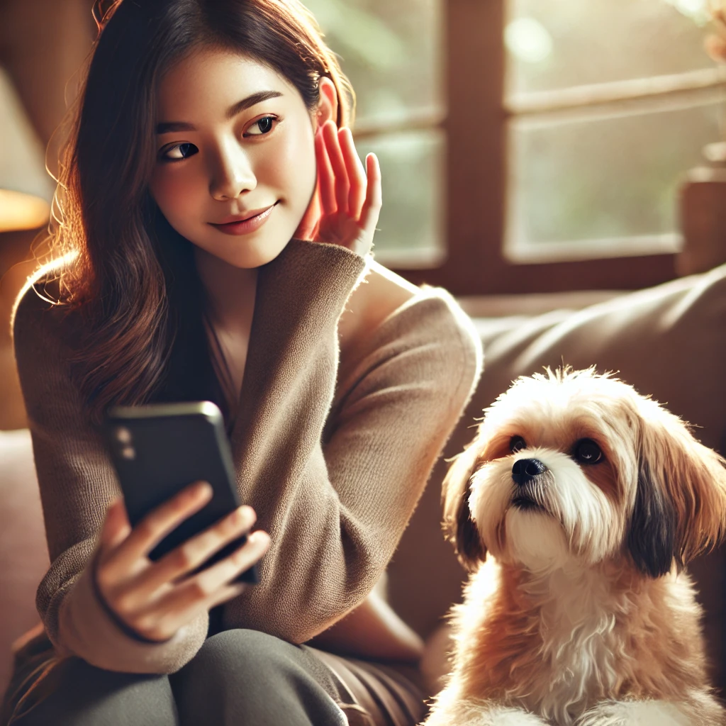 ココナラの佐和ダウジング＆スピリットメンター先生に愛犬の気持ちを聞く女性