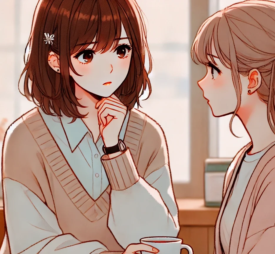 モラハラ気質の彼氏と別れるために信頼できる友達に相談する女性