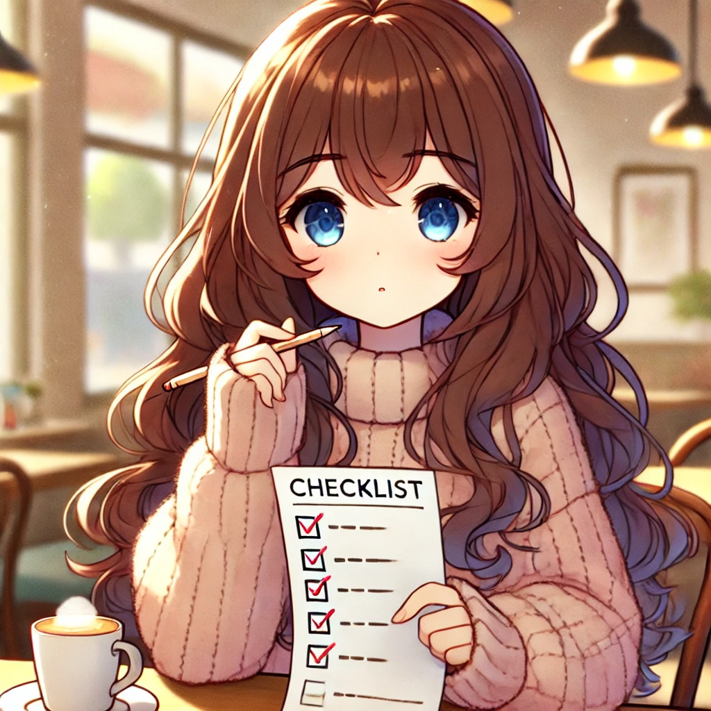 彼氏と別れるか迷う女性が診断チェックリストをしてる様子