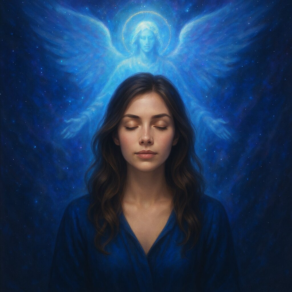 易えき かれん先生が守護霊の声を聞いてるイメージ画像